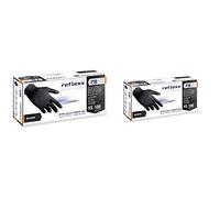 REFLEXX R78 / M Guanti senza nitrili in polvere, medio, nero, confezione da 100 & R78 Guanti in Nitrile, Senza Polvere, Taglia S, Neri (Confezione da 100 Pezzi)