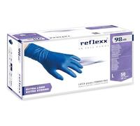 Reflexx R98, Guanti Hi-Risk in Lattice senza Polvere Gr. 18.5, 50 Pezzi, Blu