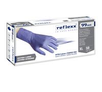 Reflexx R99, Guanti Hi-Risk in Nitrile senza Polvere Gr. 8.9, 50 Pezzi, Blu