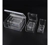 ReFor Scatola di plastica trasparente di forma cangolare per esposizione di esemplari e archiviazione da scrivania, contenitore trasparente adatto per gioielli o forniture per ufficio (C)