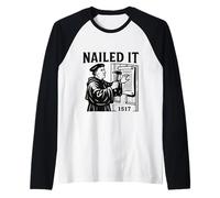 Reformed Theology inchiodato 1517 Martin Lutero Design Maglia con Maniche Raglan