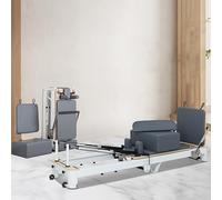 Reformer per Pilates Pieghevole, Attrezzatura per Esercizi Pilates Regolabile per La Casa con Molle, Tavola per Salti E Seduta