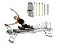Reformer per Pilates pieghevole,attrezzatura professionale per Reformer Pilates con molle a doppia resistenza e fasce elastiche,regolabile per tutti i livelli di fitness,capacità di peso 400 libbre