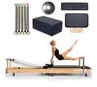 Reformer Pilates Pieghevole, Attrezzo Regolabile per Un Allenamento Completo A Casa E in Palestra con Palla Pilates