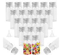 REFORUNG 45 Pz Mini Bottiglia di Caramelle con Tappo a Vite in Alluminio da 10ml Provette di Vetro Trasparente per Bomboniere Mini Barattoli Trasparenti con Tappi per Messaggi Bomboniere Decorazioni