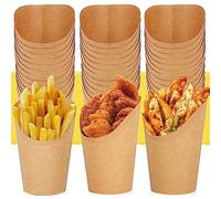 REFORUNG 50 Pz Contenitori per Patatine Fritte 12oz Tazze per Patatine Fritte Tazze di Carta Kraft Holder Contenitori per Snack in Carta Kraft per Feste e Dolci Cialda Torta Sfoglia Gelato