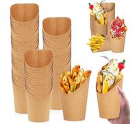REFORUNG 50 Pz Contenitori per Patatine Fritte 16oz Tazze per Patatine Fritte Tazze di Carta Kraft Holder Contenitori per Snack in Carta Kraft per Feste e Dolci Cialda Torta Sfoglia Gelato
