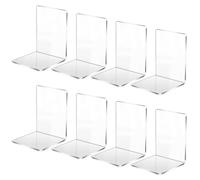 REFORUNG 8 Pz Supporto per Libri Trasparente in Acrilico,Fermalibri a Forma di L, Reggilibri da Mensola Trasparenti,Scaffale di Supporto dei Libri,Espositore per Libro per Libreria, Biblioteca