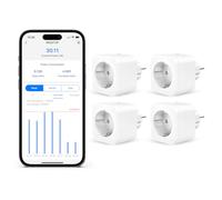Refoss Presa con Monitoraggio Energia, Intelligente Spina WiFi Schuko Controllo Remoto e Vocale, Compatibile con Apple HomeKit, Alexa e Google Home, Funziona Timer, 3840W, 16A, 2,4GHz, 4 Pezzi