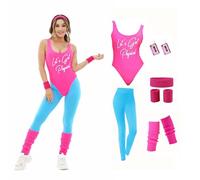 Refreedom Costume Perizoma 8090 Costume da Lavoro per Le Donne nion LeggingOrecchini Fascia di Testa Fascia di Polso 808 Accessori (L, Rosso)