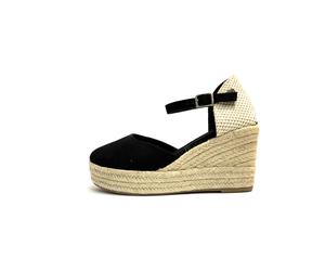REFRESH SCARPE DONNA ESPADRILLAS CON ZEPPA ALTA E CINTURINO 172644 NERO