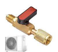 Refrigerant Charging Valve Tool, Air Condition Brass Fitting Connector, Leak Resistant Valve with Precision Thread Design, HVAC Service Accessory for Home Apartment Maintenance, Compact Connector Tool