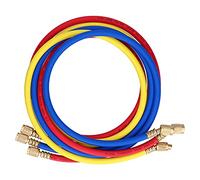Refrigerant Refilling Hose 3Pcs Set | CT - 360RYB - H R410A AC Hose 1.5M | 800PSI Pressure for Auto/Home/Industrial AC | Oxidation - Blocking Rubber & Brass Fittings