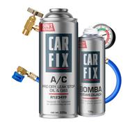 Refrigerante sostitutivo CARFIX R1234yf per climatizzatori automobilistici - 1 confezione 5 in 1, 235 g + tubo flessibile a pressione per sistemi R1234yf + rinfrescante per aria per auto