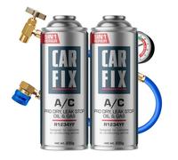 Refrigerante sostitutivo CARFIX R1234yf per climatizzatori automobilistici - 2 confezioni 5 in 1, 235 g + tubo flessibile a pressione per impianti che utilizzano il refrigerante R1234yf