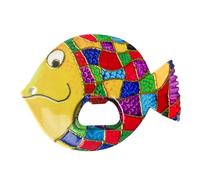 Refrigerator Magnet Fish Bottle Opener - Cute Multifunctional Decorative Hook | Beer Opener Magnetic Decal Gold Foil Stamping | For Kitchen Metal Doors Holiday Decor, Embossed Texture Melamine Constru