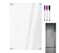 Refrigerator Note Board - Magnetic Acrylic Panel, Multi Color Marker Set, Sturdy Writing, Compact Household Organizer | Premium Meal Planning Tool, Suitable For Kitchen Fridge
