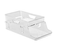 Refrigerator Soda Can Organizer, Stackable Can Holder, Transparent Drink Dispenser, Fridge Storage Bin, Beverage Container Rack, Clear Organiser for Hotel Apartment Restaurant Rental Use