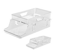 Refrigerator Soda Can Organizer, Stackable Drink Holder, Transparent Storage Bin, Space Saving Design, Durable Construction, Ideal for Hotel, Apartment, Restaurant, Rental, Small, Large