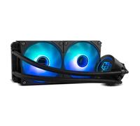 NOX XTREME PRODUCTS HUMMER M-240 - Raffreddamento a liquido ARGB, Intel e AMD, 2 ventole da 120 mm, PMW, pompa con base in rame a effetto specchio infinito, doppio radiatore in alluminio, nero