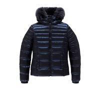 Refrigiwear Blue Nylon Women Jacket with Feather Padding and Fur Hood - XS