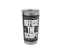 REFUSE THE SCRIPT Tipografia Minimalista Dissidente, Lettere Bicchiere termico in acciaio inox doppia parete