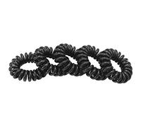 Reg; 5 anelli elastici neri per capelli, a spirale, filo telefonico, coda di cavallo, riutilizzabili, in plastica, design pratico e durevole