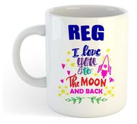 Reg - I Love You To The Moon And Back Tazza Blu - Divertente Detto Valentine