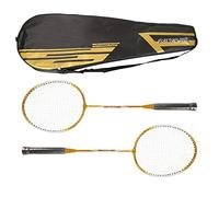 Regail 2pcs Iron Leghe Badminton Racket Set 2 Player Racket Badminton Racket per bambini Attrezzatura sportiva per esterni Racquet leggero durevole con sacchetto di stoccaggio (Oro)