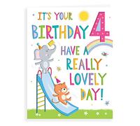Regal Cards Biglietto di auguri per bambina con 4 anni 'It's Your Birthday Card - Playing in The Park