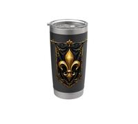 Regal Fleur-De-Lis - Striscione araldico, emblema medievale, decorazione artistica Bicchiere termico in acciaio inox doppia parete