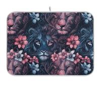 Regal Lions Exotic Flora Rosa Piatto Tappetino Cucina Contatore Stuoia Stuoia di asciugatura per Piatti Assorbente Stoviglie Stuoia di Scolapiatti 18 x 24