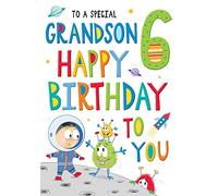 Regal Publishing - Biglietto di compleanno per bambini, età 6 nipoti, 22,9 x 15,2 cm