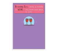 Regal Publishing Divertente biglietto di auguri di compleanno per vino, 1 bicchiere o 2 - 17,8 x 12,7 cm