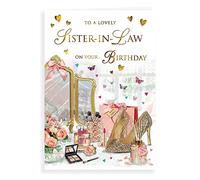 Regal Publishing Piccadilly Greetings Group Ltd Biglietto di auguri tradizionale per compleanno cognata, 23 x 15 cm, rosa, bianco, giallo, marrone, beige