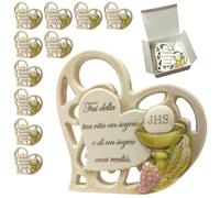 Regalami.Shop 10 Bomboniere Prima Comunione in Marmo di Carrara - Artigianale con Calice in Rilievo e Frase Incisa - Elegante Scatola Regalo - Bomboniere Fatte a Mano in Italia