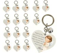 Regalami.Shop 16 Bomboniere Portachiavi Preghiera Padre Nostro - Bomboniera Comunione, Bomboniera Cresima, Bomboniera Battesimo, Regalo Catechismo e Feste Parrocchiali (16, Angelo di Dio)