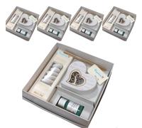 Regalami.shop 4 bomboniere profumatore in marmo di carrara e legno naturale con scatola, nasctro, bigliettino, portaconfetti ed essenza alla lavanda (set 4)