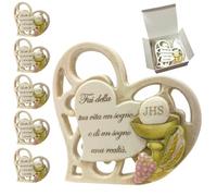 Regalami.Shop 5 Bomboniere Prima Comunione in Marmo di Carrara - Artigianale con Calice in Rilievo e Frase Incisa - Elegante Scatola Regalo - Bomboniere Fatte a Mano in Italia