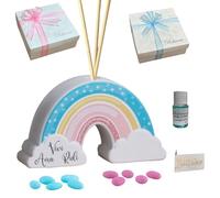 Regalami.Shop bomboniera profumatore Arcobaleno Completa di Scatola, Confetti, Essenza, Nastro e bigliettino Personalizzato (Piccolo, Pois)