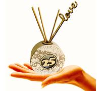 Regalami.shop Bomboniera profumatore cm 7x6 in Pietra bianca completa di Scatola, Confetti, Essenza alla Lavanda, Nastro e Bigliettino Personalizzato (1, Venticinquesimo)