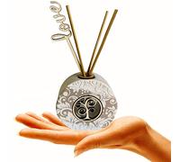 Regalami.shop Bomboniera profumatore cm 7x6 in Pietra bianca completa di Scatola, Confetti, Essenza alla Lavanda, Nastro e Bigliettino Personalizzato (5, Cerimonia e regalo)