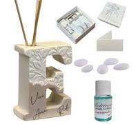 Regalami.shop bomboniera profumatore in marmo di Carrara completo di scatola, confetti, essenza, nastro e bigliettino (lettera e)