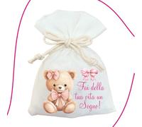 Regalami.Shop Set 30 Sacchetti per bomboniera Battesimo e Nascita orsetta Rosa con 30 bigliettini a Tema (30r)