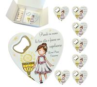 Regalami.shop set 8 bomboniere apribottiglia Prima Comunione Bimba con scatola, confetti, nastro, e bigliettino personalizzato (2)