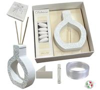 Regalami.Shop Set bomboniere in Marmo di Carrara Complete di Scatola, Nastro, bigliettino, Essenza, portaconfetti (10, Rotondo)