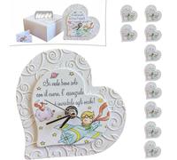 Regalami.Shop Set di 10 bomboniere Orologio con Piccolo Principe in Marmo di Carrara ricomposto, Completo di Scatola, bigliettino Coordinato e scatolina Porta Confetti (10, Cuore)