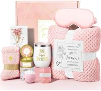 Regali Benessere per donna - Cofanetto recupero e relax spa con coperta, compleanno, festa della mamma, per moglie, mamma, sorella, amica, rosa