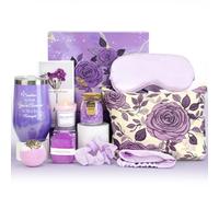 Regali benessere per donne, set da 10 rituali, set regalo per fidanzate, lavanda, accessori da bagno per donne, set per la cura del corpo con bicchieri da vino, bomba da bagno, sali da bagno, sapone