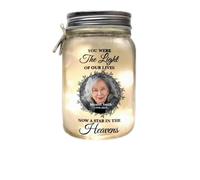 Regali commemorativi personalizzati per la perdita di mamma, papà, nonno, nonno, amico, animale domestico, personalizza la tua foto e il tuo nome decorativi barattoli luci per centrotavola